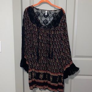 Free People Dark Boho Lacey Dress